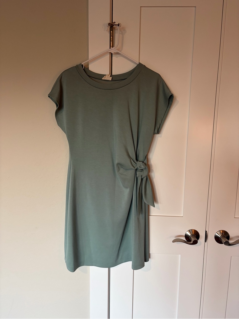Sage Green Tie-Waist Mini Dress